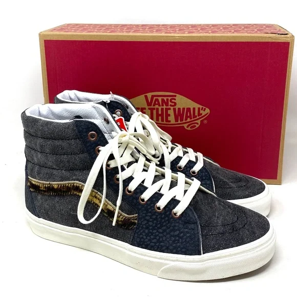 VANS Sk8-Hi Shoes High Top Gray Canvas Leather Men’s Size Casual VN0A5JMJ1O7 - Picture 1 of 10